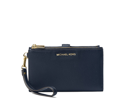 Michael Kors Adele Double-Zip Pebble Leather Phone Wristlet